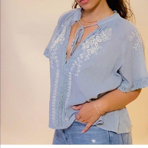 FREE PEOPLE EYELET BLOUSE - Picture 4 of 4